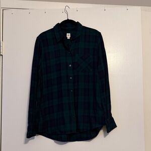 GAP Women’s  Blue and Green Plaid Button Down Shirt size Medium
